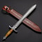 Handmade Damascus Steel Hunting Sword With Leather Sheathpng