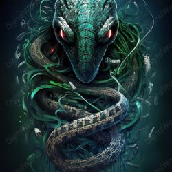 Art Illustration , Cyber Snake Protect Device, Jpg Image