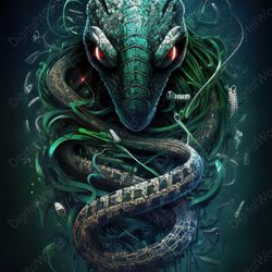 art illustration , cyber snake protect device, jpg image