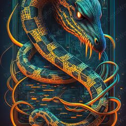 Art illustration , Cybersecurity style , Eel infiltrates Device, Jpg Image