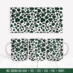 St. Patricks Day Pattern Mug Wrap Sublimation. Leopard Mug Wrap