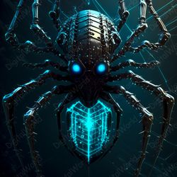 Art Illustration, Cyber Security Style, Spider in the Web,Jpg Image