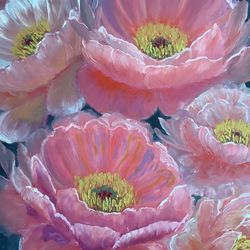 pink peons/ pink flowers/ oil painting