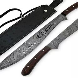 custom hand forged, damascus steel functional machete 26 inches, book of eli machete, machetes battle ready, with sheath