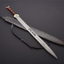 Custom Hand Forged, Damascus Steel Functional Sword 35 inches, Viking Fantasy Sword, Swords Battle Ready, With Sheath