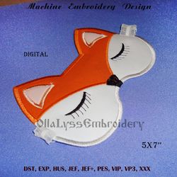 Fox Sleeping Mask ITH machine embroidery design