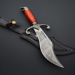 Custom Hand Forged, Damascus Steel Functional Bowie 14 inches, Bowie Knife, Bowie Battle Ready, With Sheath
