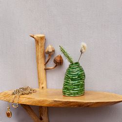 Unique shelf, Plant Shelf, cosmetic shelf,  oval shelf,  knick knack shelf, Hidden Mounting, Oak wood slice