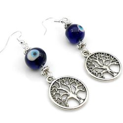 evil eye protection | tree of life | glass bead | silver earrings | good luck | positive vibes | balance & symmetry
