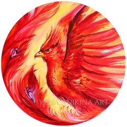 Phoenix Oil Painting Phoenix Original Art Fire Bird Textured Painting Handmade. MADE TO ORDER