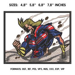 all might embroidery design file / my hero academia anime embroidery design/ machine embroidery pattern, anime inspired