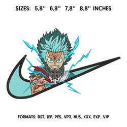 nike deku izuku midoriya embroidery design file / my hero academia anime embroidery design/ machine embroidery pattern.