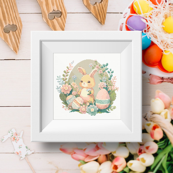 1 Baby Spring Easter bunny cross stitch digital printable A4 PDF pattern for home decor and gift.jpg