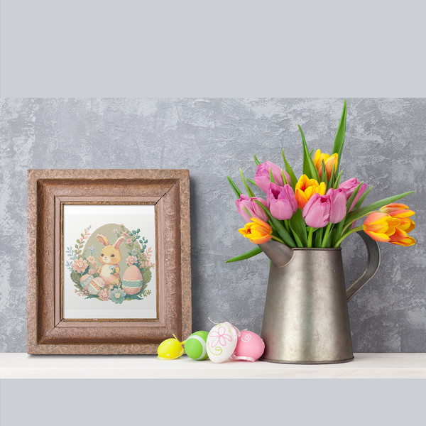4 Baby Spring Easter bunny cross stitch digital printable A4 PDF pattern for home decor and gift.jpg