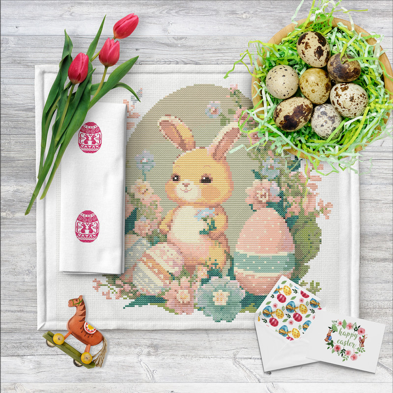 5 Baby Spring Easter bunny cross stitch digital printable A4 PDF pattern for home decor and gift.jpg