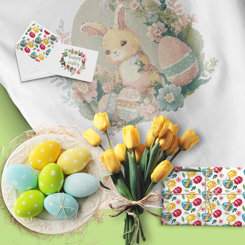 9 Baby Spring Easter bunny cross stitch digital printable A4 PDF pattern for home decor and gift.jpg