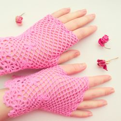 Crochet Wedding Lace Gloves Fingerless Victorian Evening Lace Gloves Vintage Summer Women's Gloves Gift for Her