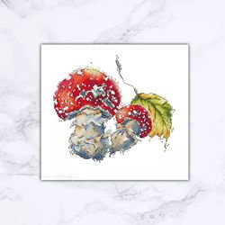 amanita cross stitch mushroom cross stitch pattern pdf instant download modern cross stitch counted cross stitch pattern