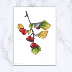 Berries Cross Stitch Autumn Cross Stitch Pattern PDF Instant Download Leaves Cross Stitch