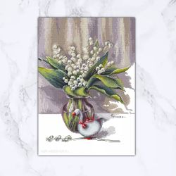 Lilies of the valley Cross Stitch Flowers Cross Stitch Pattern PDF Instant Download Goose Cross Stitch