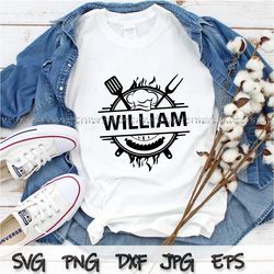 grilling svg, bbq svg, grill master svg, grill dad svg, chef svg, custom text name, digital file download, sticker dxf