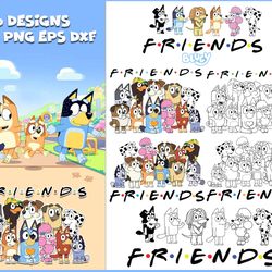 bluey friends png, bluey friends instant download png, bluey and friends digital png file, ready to print bluey png file