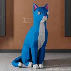 harsh cat, grumpy cat - 3d papercraft template digital pattern for printing and cutting (pdf, svg*, dxf*)