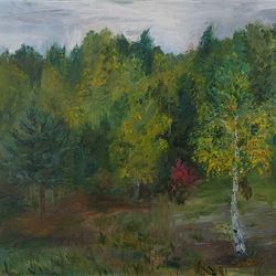Forest oil painting scenery original art