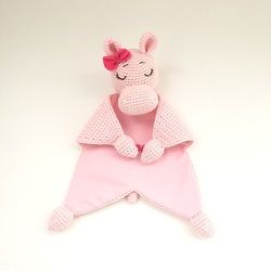 Personalized hippo lovey blanket, animal hippo plush toy for kid
