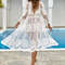 White Floral Embroidery Mesh Kimono Cover Up Beachwear Swimwear Beach Sea Summer Bathing Suits (1).jpg