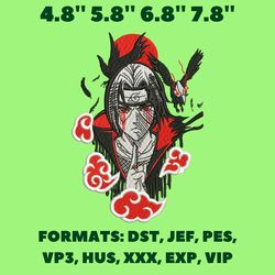 uchiha itachi embroidery design file /anime embroidery design/ anime pes design/ dst format/ naruto embroidery design