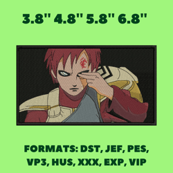 kazekage gaara embroidery design file / naruto anime embroidery design/ anime pes design/ machine embroidery