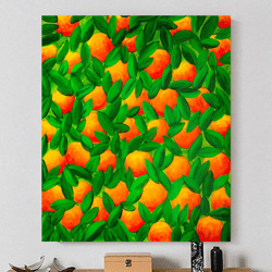 Orange Tree original acrylic painting on linen canvas large abstract fruits vibrant artwork orange wall art