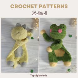 2-in-1 Frog And Dinosaur undefined Baby Lovey Amigurumi Crochet Patterns Pdf, Crochet Toys Amigurumi Tutorial Eng