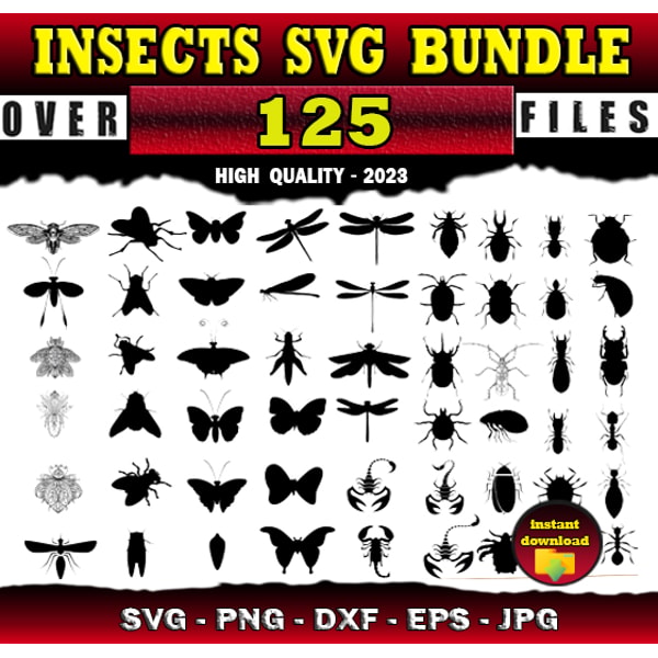 125 Insects SVG Bundle Bugs SVG - SVG, PNG, DXF, EPS, PDF Fi | Inspire ...