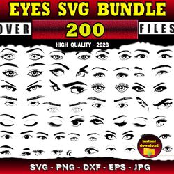 200 Eyes SVG Eyes Clipart Eyes Cut File - SVG, PNG, DXF, EPS, PDF Files For Print And Cricut