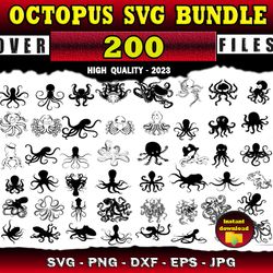 200 Octopus SVG Bundle Octopus Cut File - SVG, PNG, DXF, EPS, PDF Files For Print And Cricut