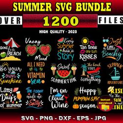 1200 Summer SVG Watermelon Summer Clipart - SVG, PNG, DXF, EPS, PDF Files For Print And Cricut