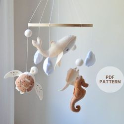 PDF Baby mobile pattern Ocean, DIY nursery mobile, Sea creatures, New mom gift, Baby shower gift