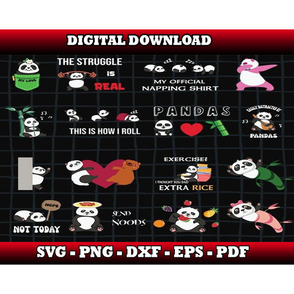 220 Panda SVG Panda Clipart - SVG, PNG, DXF, EPS, PDF Files | Inspire ...