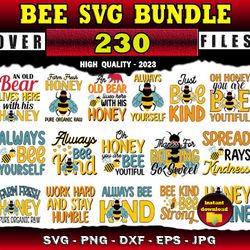 230 Bee SVG Bundle Bee Silhouette - SVG, PNG, DXF, EPS, PDF Files For Print And Cricut