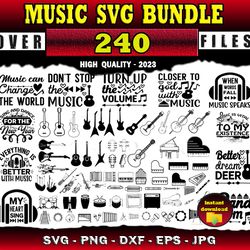 240 Music SVG Bundle Musical Instruments - SVG, PNG, DXF, EPS, PDF Files For Print And Cricut