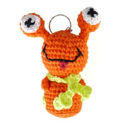 Handmade monster keychain. Crochet keyring keychain. Mini amigurumi key ring backpack.