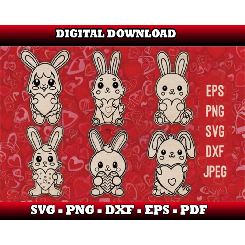 250 Rabbit SVG Bunny SVG Rabbit Cut File - SVG, PNG, DXF, EP | Inspire ...