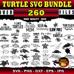 260 Sea Turtle SVG Bundle - SVG, PNG, DXF, EPS, PDF Files For Print And Cricut