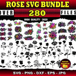280 Rose SVG Rose SVG for Cricut - SVG, PNG, DXF, EPS, PDF Files For Print And Cricut