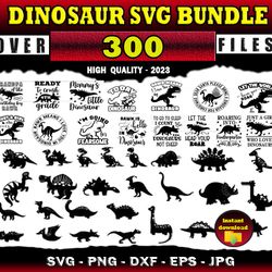 300 Dinosaur SVG Dinosaur Silhouette - SVG, PNG, DXF, EPS, PDF Files For Print And Cricut