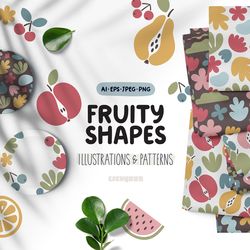 Fruit Clipart, Fruit png, floral patterns, Floral Digital Paper, Fruit Paper, Fruit Shapes