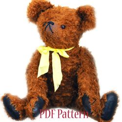 PDF Bully Bear E-Pattern Artist design Sewing pattern for 21 inch (53cm) teddy bear/ classic teddy bear/ jointed bear