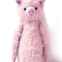 PDF E-pattern for 17cm 7" The Pink Piggy Pig Guy/ artist piggy-wiggy toy pattern/ piglet sewing instructions/swine anime